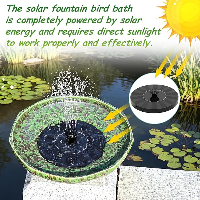 Solar Fountain Ceramic Bird Bath,Birdbaths for Outdoors,Outdoor Fountain Bird Bath,Garden and Home Décor.