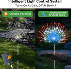 Slyuexu Solar Garden Lights Outdoor, 4 Pack Total 480 LED Solar Firework Lights Decorative 4th of July Decoration, Outdoor Waterproof Lights for Outside Yard Garden Pathway Decor