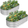 G GOOD GAIN Galvanized Metal Raised Garden Bed Kit - 4x2x1FT Outdoor Planter Box with Safety Edging and Gloves for Vegetables, Fruits, Flowers(Silver, 2PC)