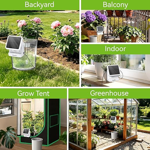 RAINPOINT Smart WiFi Solar Drip Irrigation System for indoor & Outdoor Use,APP Control Automatic Plant Waterer Device Kit Water Shortage Protection Push&Email Notification Grow Tent Water 10-20 Plants