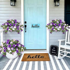 Ammyoo 4 Pcs Artificial Fake Petunia Flowers for Outdoor Decoration, Faux Silk Petunias Flower for Spring UV Resistant No Fade Realistic Plants for Garden Balcony Yard Porch Indoor Decor(Purple White)