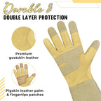 HANDLANDY Rose Pruning Gardening Gloves for Men Women, Thorn Proof Forearm Protection Leather Garden Gloves, Gardening Gifts for Gardeners (Vanilla, Small)