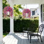 Fake Artificial Hanging Flowers for Outdoors Decoration, 2 PCS Faux UV Resistant Artificial Outdoor Flowers, Fake Plants Look Real Daisy No Fade Spring Decor for Porch Home Patio Balcony and Yard