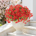 ATTGREAT Artificial Flowers Outdoor Faux Plants UV Resistant Fake Patio Flowers Plastic Greenery Plnats Outside Bulk for Spring Garden Hanging Planter Home Vase Decor, 12 Bundles (Red)