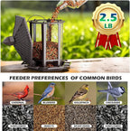 Birdream 2 Pack Bird Feeders for Outdoor, Retro Pagoda Design Fun Installation, Garden Gifts Hanging Bird Feeders for Garden Yard Outside Decoration Bird Watchers - Brown