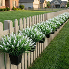 22 Pcs Artificial Outdoor Flowers Fake Outdoor Plants Monkey Grass with Red Flowers for Pot Decor for Window Garden Patio Hanging Planter Pathway Front Porch (22, White)