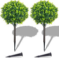 PATIO CHOICE Artificial Topiary Boxwood Ball Trees Set of 2 30" Fake Outdoor Plants Realistic Olive Tree Fake Bushes Lifelike Shrubs Decorations for Outdoor Indoor Front Porch Garden