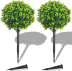 PATIO CHOICE Artificial Topiary Boxwood Ball Trees Set of 2 30" Fake Outdoor Plants Realistic Olive Tree Fake Bushes Lifelike Shrubs Decorations for Outdoor Indoor Front Porch Garden