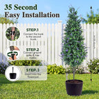 PATIO CHOICE 3ft Artificial Topiary Trees with Lavender Set of 2 Outdoor Faux Plants Artificial Realistic Fake Bushes Decorations for Outdoor Front Porch Garden (Lavender, 36in)