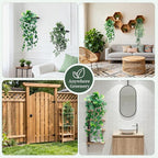 Artificial Hanging Plants for Shelf, Fake Potted Greenery 2-Pack Faux Mandala and Monstera Leaves Vines in Black Pot, Décor for Office Living Room Bathroom Indoor Outdoor