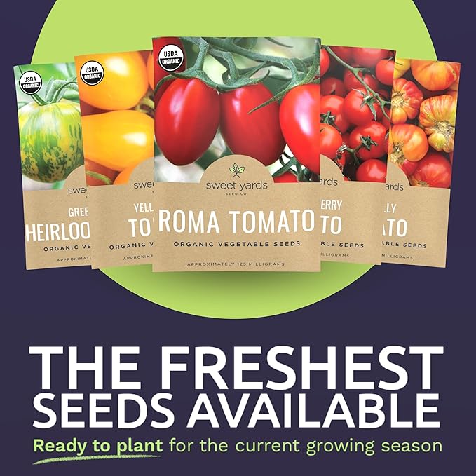 Organic Tomato Ultimate Seed Variety Pack - 17 Individual Packs - 2026 Season - Black Krim, Golden Jubilee, Cherokee Purple and More! for Indoor & Outdoor Planting (Non-GMO, Certified Organic)