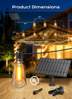 Brightown 151FT Solar String Lights Outdoor Waterproof, Patio Lights with Remote and 48+2 LED Shatterproof Bulbs, Dimmable & Timable, 3 Light Modes, Solar Lights Outdoor for Yard Camping Party Outside