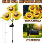 Halloween Decorations Outdoor, 2 Pack Solar Scary Skull Sunflowers Lights,Waterproof Solar Flowers Lights Garden Decor for Halloween Yard Patio Lawn Party Decor