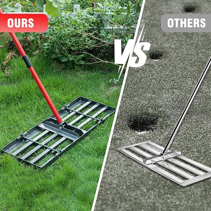 Zenhosit Lawn Leveling Rake - Lawn Leveler with 78" Adjustable Steel Handle, 30"x10" Ground Plate for Yard, Grass, Level Soil, Dirt Ground or Golf Field