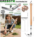 GREBSTK Crack Weeder Crevice Weeding Tool Stainless Steel Manual Weeder Beech Handle Gardening Tool, 22 inch