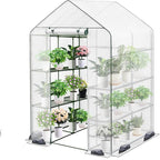 Twira Greenhouse for Outdoors, 48" x 73.2" x 74.8" Walk in Plant Greenhouses Heavy Duty with Thicken PE Cover, 3 Tiers 8 Shelves Greenhouse Plastic, Portable Green House for Outside, Patio, Gardening
