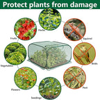 35" x 35" x 27.5" Pop Up Mesh Plant Cover, Foldable Plant Protector Mesh Plant Enclosure, Garden Net Cage Guard Cover with 4 Ground Stakes for Protecting Plant Vegetable Fruit from Birds Insects