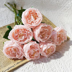 Jahe 6Pcs Fake Austin Flowers David Austin Roses, 17'' Faux Peonies for Flower Arrangements, Home Decor Peony Artificial Flowers, Living Room Decoration Vivid Roses Peonies, Pink