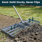 Lawn Leveling Rake 45" 6.5ft Lawn Leveler Ground Full Stainless Steel Leveling Landscape Rake Topdressing Spreader Levelawn Tool for Backyard, Garden, Golf Couse, Farm, Pasture