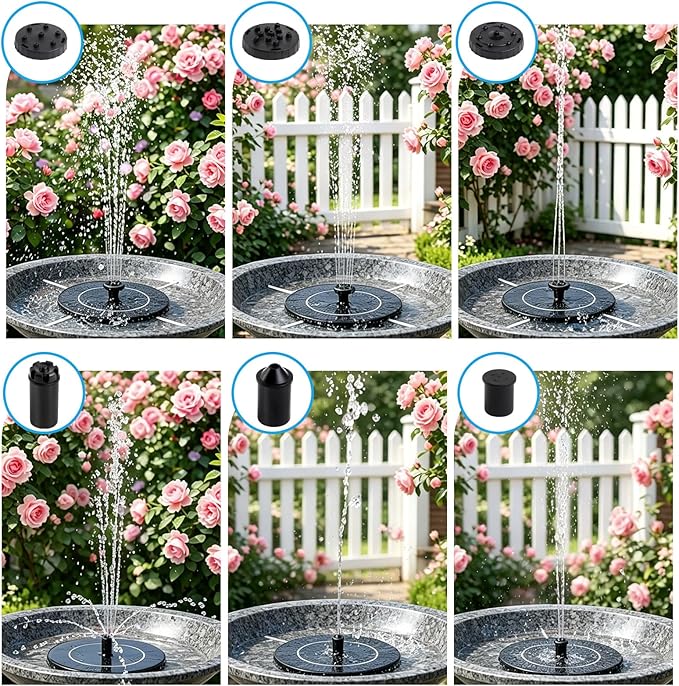 3.5W Solar Powered Water Fountain for Bird Bath Solar Water Pump with 6 Nozzles,Floating Solar Fountain Pump Outdoor Garden Bird Bath Fountain