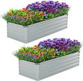 Meberam 2 Pack 4x2x1FT Galvanized Raised Garden Beds Kit Outdoor Metal Gardening Planter Box for Vegetable Elevated Flower Herbs,Gray