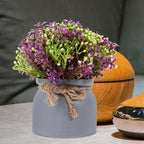 Artificial Potted Orchid Bonsai, Faux Floral Plant in Lotus Color Pot, Desktop Greenery Decoration for Home and Office Living Room
