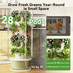 BAOSHISHAN Hydroponics Growing Tower, 7-Layer 28pod Hydroponic Tower with Foldable LED Light, Space-Saving Indoor Vertical Hydroponics Growing System for Vegetable Herb Fruit