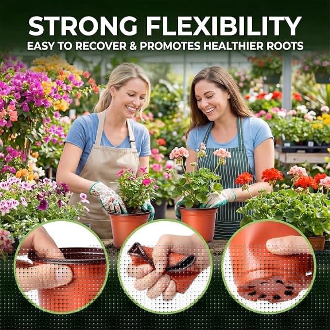 100 Pack 4 Inch Plastic Nursery Pots, Seed Starter Pots with Drainage Holes, Small Plant Containers for Seedlings, Seed Starting Flower Pots with 100 Plant Labels