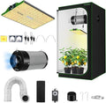 MELONFARM 4x2 Grow Tent Complete Setup, 100W Full Spectrum LED Grow Light & 32"x32"x63"Grow Tent Bundle, 4" Efficient Airflow Ventilation System with Soundproof Duct Connector