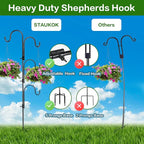 2 PCS Adjustable Double Shepherds Hook for Outdoor 47 inch Garden Shepherds Hook Garden Hanging Holder for Solar Lights Lanterns Bird Cages Weddings Plant Baskets