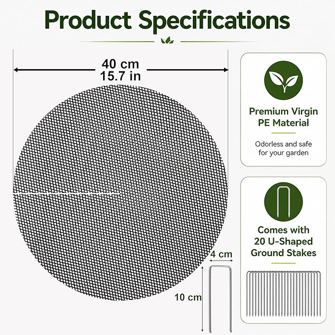 Cuttable Plant Pot Grids - 4 Pcs 15.7" No Pre-Cut Hole Soil Covers Protectors from Animals, Indoor Round Flower Planter Pots Mesh for Outdoor Garden Plants