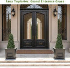 3ft Artificial Boxwood Topiary Trees (Set of 2) - UV Resistant Faux Plants Outdoor, Realistic 36" Fake Cone Bushes and Shrubs for Front Porch, Planter, Patio, Evergreen