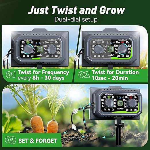 RAINPOINT Easy-Setup Solar,Rechargeable,USB-C Powered Automatic Drip Irrigation Kit System for Garden Outdoor/Indoor,Plant Waterer Device Balcony Patio Grow Tent Greenhouse Indoor Water 10-20 Plants