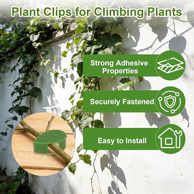 Plant Vine Wall Clips 70PCS Plant Clips for Climbing Plants with 84PCS Strong Adhesion Sticky Glues Plants Leaf Holder Garden Clip for Climbing Plants Gardening Tools Gifts for Gardeners