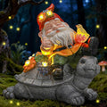 Solar Gnome Statue Outdoor Decor,Gnome on Turtle Figurines with LED Light for for Fairy Garden Yard Balcony Lawn Christmas Housewarming for Women Mom Grandma