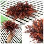 Fake Ferns Shrub Artificial Fern Leaves Plants, Plastic Foliage Greenery Faux Boston Leaf Stems Plant for Outdoor Indoor Garden Décor Wedding Party DIY Decoration Planter Filler Shrubs - Red 8 Pack