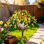 Hommyea Artificial Flowers for Outdoor, 2 Bundles UV Resistant Fake Plants Decoration Realistic Faux Silk Flowers No Fade Plastic Flowers for Outside Planters Home Porch Patio Yard Garden Decor