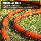 Flexible Garden Hose 100 ft, Non-Expanding Lightweight Water Hose, with 10 Pattern Sprayer, All Weather, Durable, Kink and Abrasion-Resistant, Leak-Free, Orange