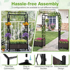 Giantex Planter Boxes with Arch Trellis, 5FT Self-Watering Tall Raised Garden Bed w/Wheels, Hanging Roof & Drainage Holes, Outdoor Indoor Tomato Planter for Climbing Vines Vegetables (61"x16"x64")