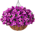 HyeFlora Artificial Hanging Flowers Plant with Basket for Outdoors, Fake Hanging Plants Silk Bougainvillea in Planter Realistic UV Resistant Faux Flower for Outside Porch Patio Garden Home Decor, Mix