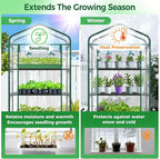 Ohuhu Mini Greenhouse for Indoor Outdoor with Wheel, Small Plastic Plant Green House 4-Tier Rack Stand Portable Greenhouses with Durable PVC Cover for Seedling