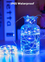 Minetom Solar String Lights for Outside, 33Ft 100 LED Outdoor Solar Fairy Lights, 8 Modes Balcony Lights for Tree Patio Christmas Party Decor (Blue and White)