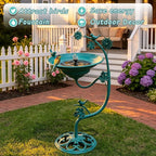 25.8" H Solar Bird Bath Outdoor, Cast Iron Solar Fountain Bird Bath with Bubbler, Vintage Pedestal Metal Bird Bath Bowl for Garden Patio Yard Lawn Decor