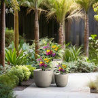 Kante 18",14",10" Dia Concrete Round Planters (Set of 3), Outdoor Indoor Large Planter Pots with Drainage Hole and Rubber Plug for Home Patio Garden, Buff Concrete