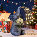 Solar Garden Elephant, Lights Watering Decor, Animal Statue Outdoor, Fairy Garden Accessories,Patio,Yard,Balcony Decorations, Lawn Ornament, Housewarming, Birthday,Mothers Day Mom Gifts