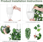 DREAMLOOM 2 Packs Fake Hanging Plants with Pots, Artificial Ivy Hanging Plants with Macrame Hanger for Indoor Decor, Fake Hanging Vines Faux Greenery for Home Kitchen Office