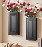 Wooden Wall Planter Vase,2 Pack Hanging Planter for Indoor Fake Plants Modern Boho Farmhouse Wall Art Decor for Home Indoor Kitchen Modern Farmhouse Bathroom Living Room Dining Room(Black)