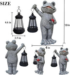 Frog Garden Statue Gifts Decor with Solar Outdoor Lantern for Patio Pathway Art Housewarming for Yard Decoration Lawn Ornament Gardening Gifts for Women Mom Grandma