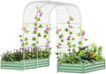 SUNYRISY Galvanized Raised Garden Bed with 87" H Arch Trellis for Climbing Plants Outdoor, Large Metal Planter Box with Netting for Gardening Flowers Vegetables Fruit, Green