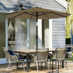 AreShark 9 FT Patio Umbrella for Outdoor, Outdoor Table Umbrella with Push Button Tilt and Crank, Outdoor Patio Umbrellas with 8 Sturdy Ribs for Market, Garden, Pool (Khaki)